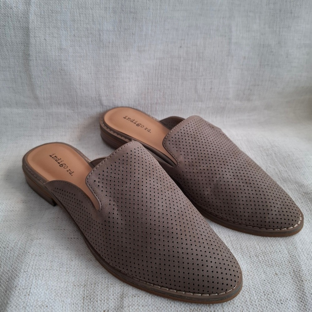 Boho Chic Coastal Grandma Pointed Toe Slip On Heel Suede Upper Indigo Rd Size 8